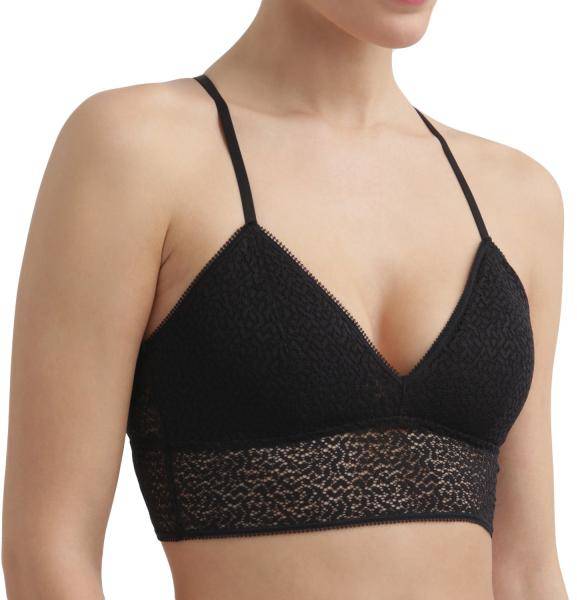 DKNY BH Modern Lace Racerback Longline Bralette Svart nylon Medium Dam 