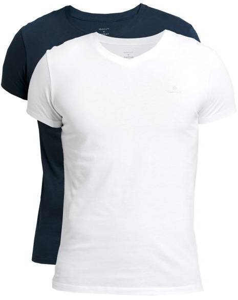 Gant 2P Basic V-Neck T-Shirt Vit/Marin bomull Medium Herr 