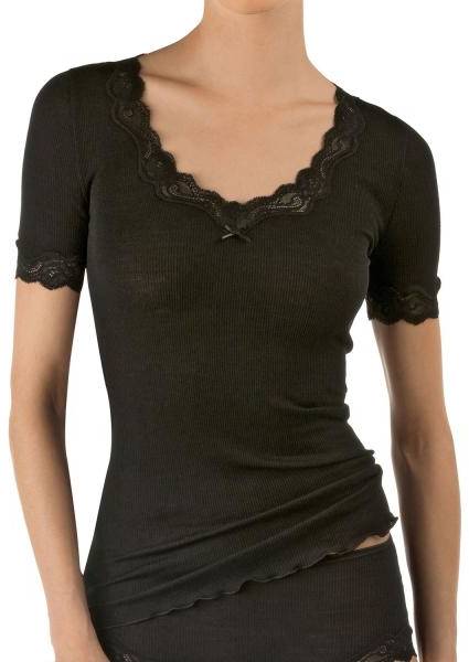 Calida Richesse Lace Short-Sleeve Top Svart 40-42 Dam (Övriga T-Shirts i kategorin Tshirts)