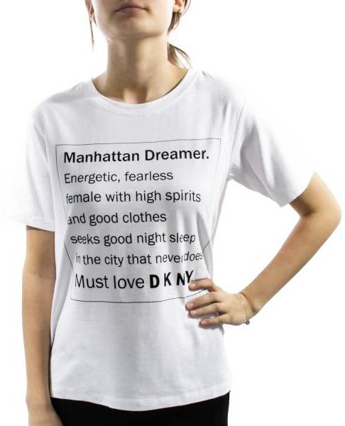 DKNY Spell It Out Short Sleeve Tee Vit Small Dam 