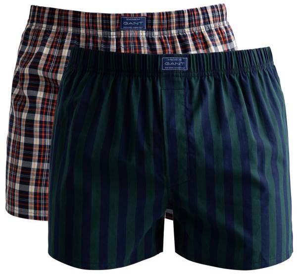 Gant Kalsonger 2P Cotton Stripe Boxer Shorts Blårandig bomull Medium Herr 