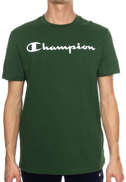 Champion Classics Men Crewneck T-shirt Mörkgrön bomull Small Herr 