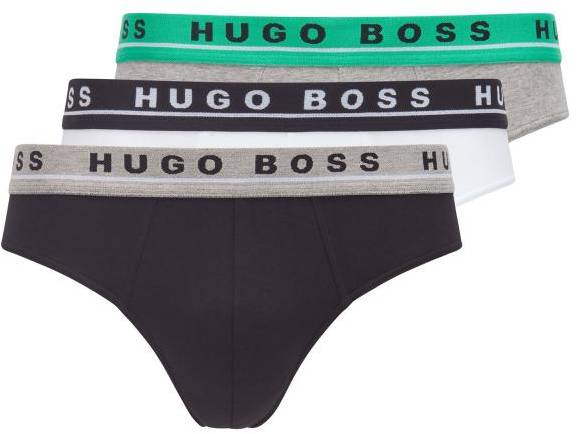 BOSS Kalsonger 3P Cotton Stretch Classic Briefs Vit/Grå bomull Small Herr 