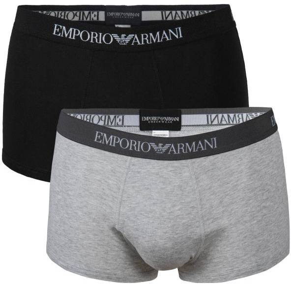 Armani Pure Cotton Trunk Kalsonger 2P Grå/Svart bomull Medium Herr 