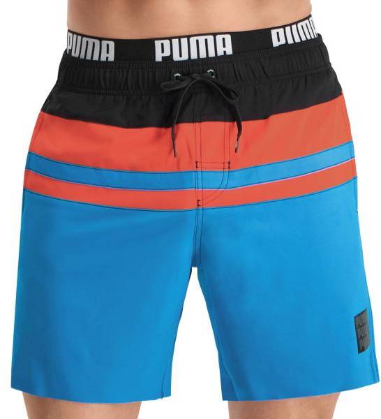 Puma Badbyxor Heritage Stripe Mid Swim Shorts Svart/Blå Polyester Small Herr (Badshorts i kategorin Badkläder)