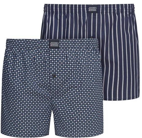 Jockey Kalsonger 2P Woven Boxer Shorts Marin bomull Small Herr 