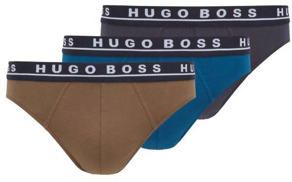 BOSS Kalsonger 3P Cotton Stretch Classic Briefs Blå/Brun bomull Medium Herr 