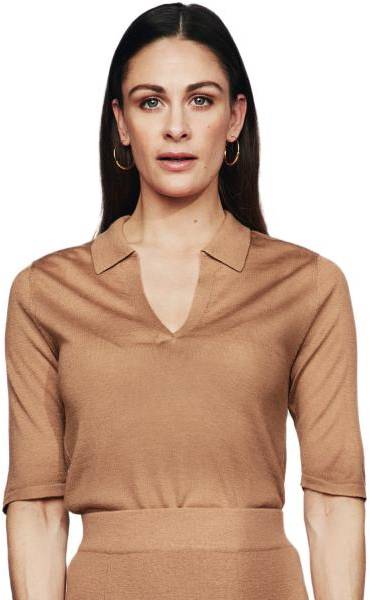 Pierre Robert X Jenny Skavlan Wool Pique Top Kamel Small Dam 