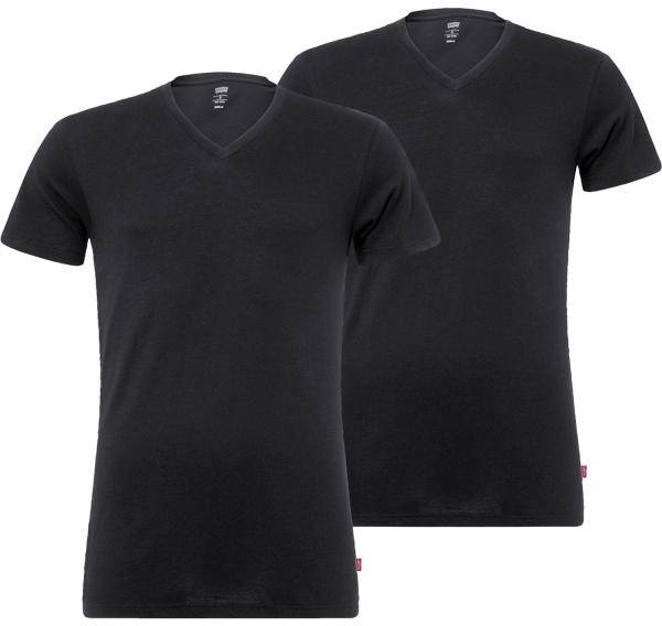 Levis 2P Base V-Neck T-shirt Svart bomull Small Herr 