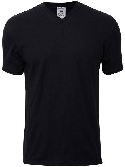 Dovre Single Jersey  V-neck T-Shirt Svart bomull Small Herr 