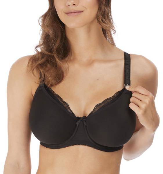 Freya BH Pure Underwire Moulded Nursing Bra Svart nylon D 70 Dam 