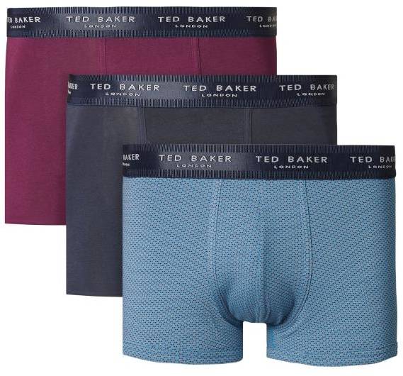 Ted Baker Kalsonger 3P Realasting Cotton Trunks Svart/Blå bomull Small Herr 