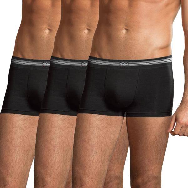 Jockey Kalsonger 3P Cotton Stretch Short Trunk Svart bomull Small Herr 