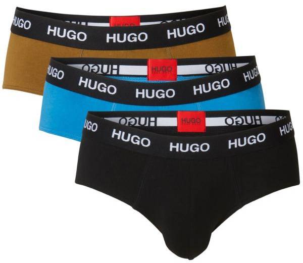 HUGO Kalsonger 3P Triplet Brief Svart/Blå bomull Medium Herr 