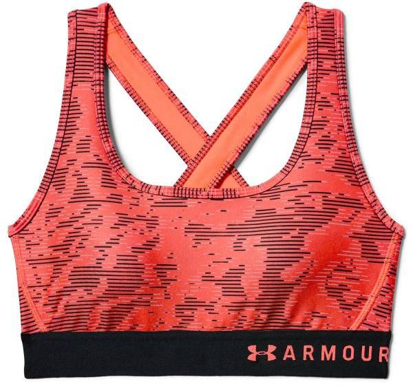 Under Armour BH Mid Crossback Print Sports Bra Röd Mönstrad polyester Small Dam 