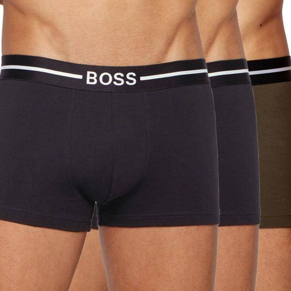 BOSS Kalsonger 3P Organic Cotton Trunk Svart/Grön bomull Medium Herr 