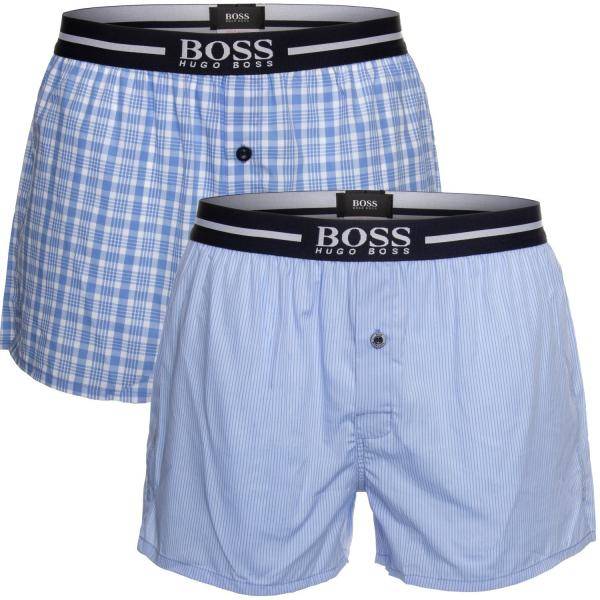Boss Kalsonger 2P Woven Boxer Shorts With Fly Blå Bomull Small Herr (Övriga Pyjamasar i kategorin Pyjamasar)