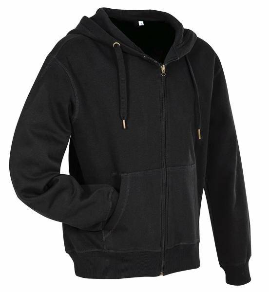 Stedman Active Hooded Sweatjacket For Men Svart Small Herr 