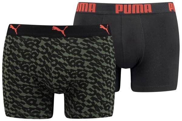 Puma Kalsonger 2P Logo Boxers Svart/Grön bomull X-Large Herr 