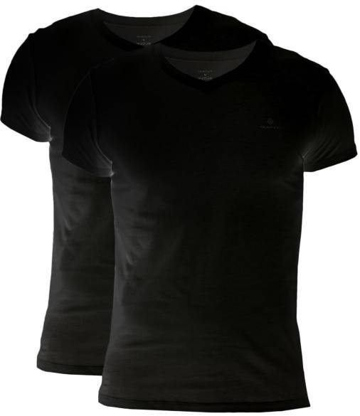 Gant 2P Basic V-Neck T-Shirt Svart bomull Small Herr 