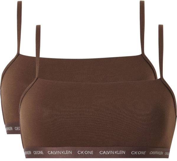 Calvin Klein BH 2P One Cotton Unlined Bralette Mörkbrun Small Dam 