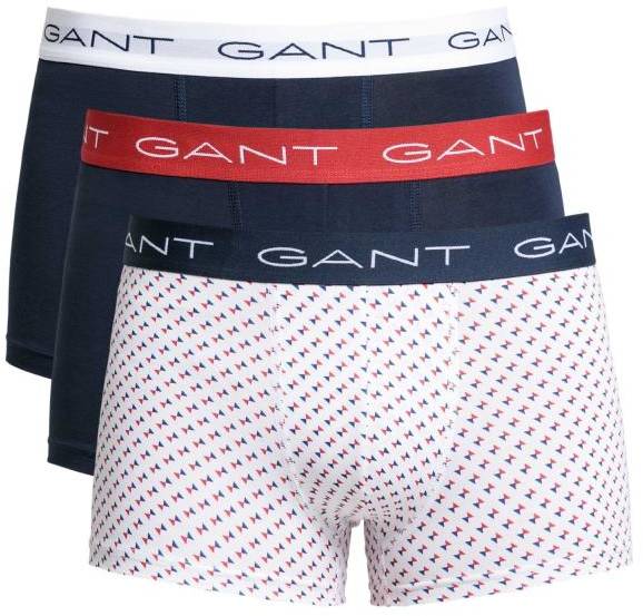 Gant Kalsonger 3P Cotton Stretch Print Trunks Vit/Marin bomull X-Large Herr 