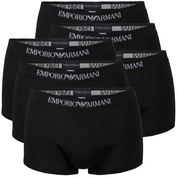 Armani Pure Cotton Trunks Kalsonger 6P Svart bomull Medium Herr 