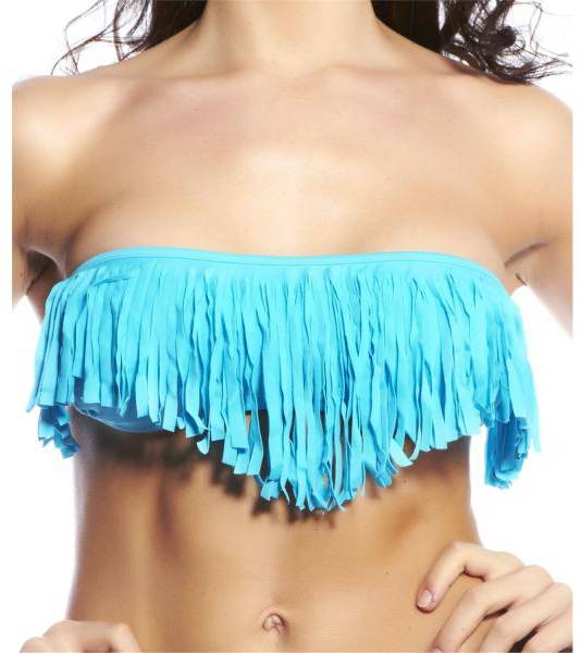 Hot Anatomy Sexy Fringed Bandeau Turkos Medium Dam 