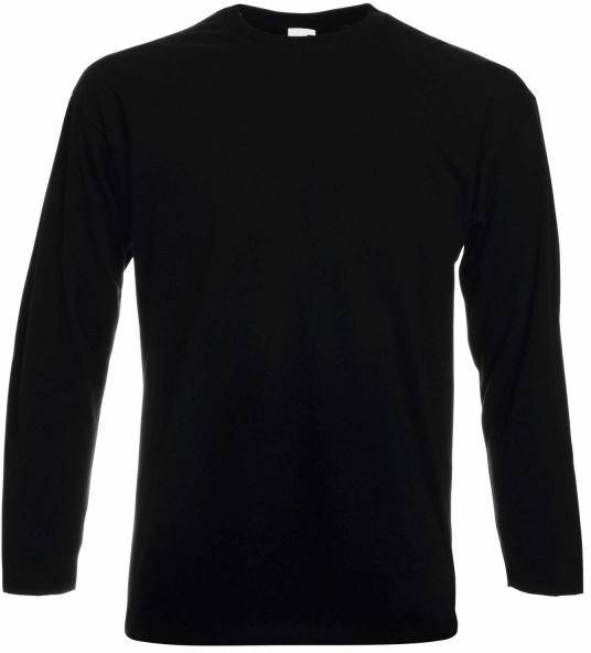 Fruit of the Loom Valueweight Long Sleeve T Svart bomull Large Herr 