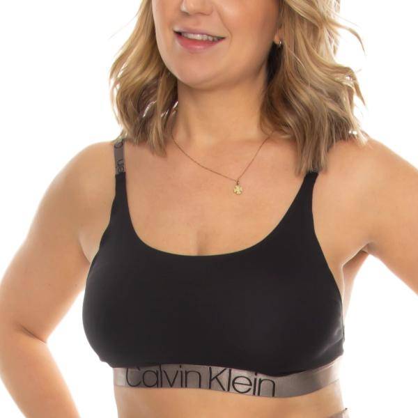 Calvin Klein BH Icon Unlined Bralette Svart bomull Small Dam 