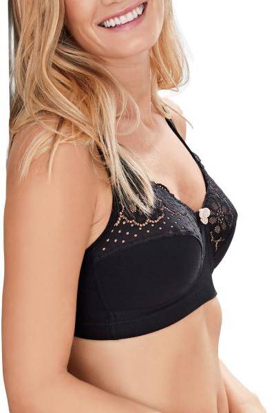 Swegmark BH Cotton Bloom Fairtrade Soft Bra Svart bomull B 75 Dam 