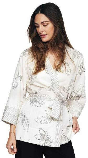 Pierre Robert X Jenny Skavlan Cotton Lounge Kimono Vit Mönstrad L/XL Dam 