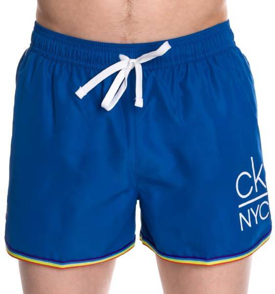 Calvin Klein Badbyxor Pride Short Runner Swim Shorts Blå polyester Small Herr 