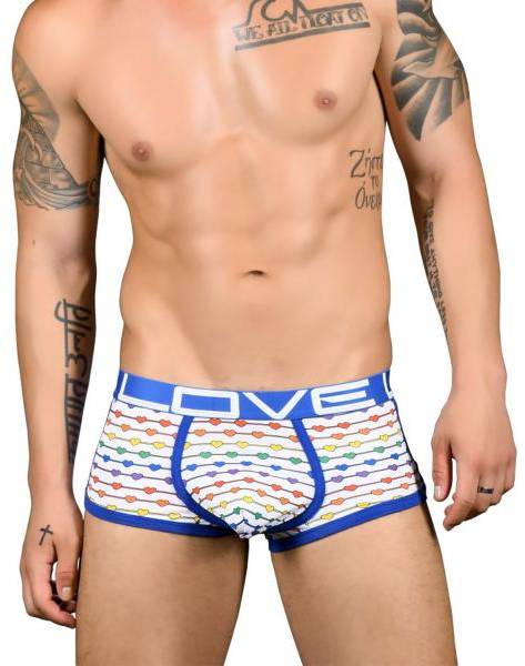 Andrew Christian Kalsonger Almost Naked Love Pride Boxer Vit Mönstrad polyamid Large Herr 