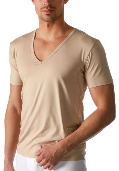 Mey Dry Cotton Functional V-Neck Shirt Beige Small Herr 