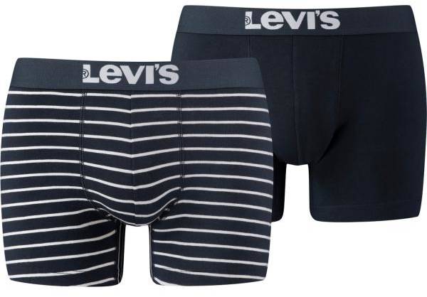 Levis Kalsonger 2P Base Stripe Boxer Vit/Marin bomull Small Herr 