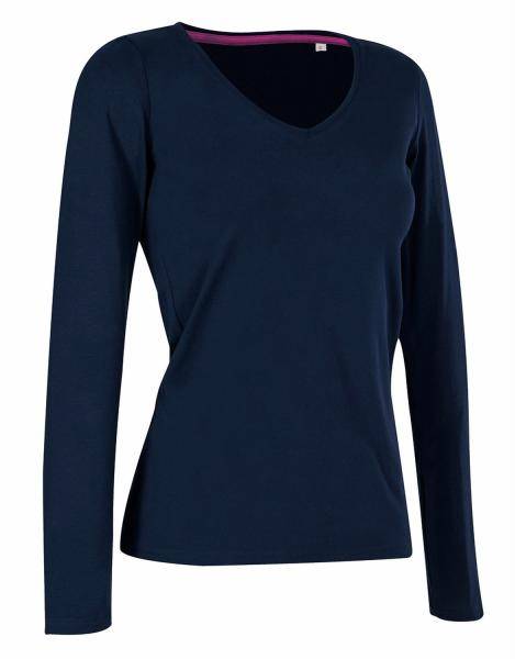 Stedman Claire V-neck Long Sleeve Marin ringspunnen bomull Small Dam 