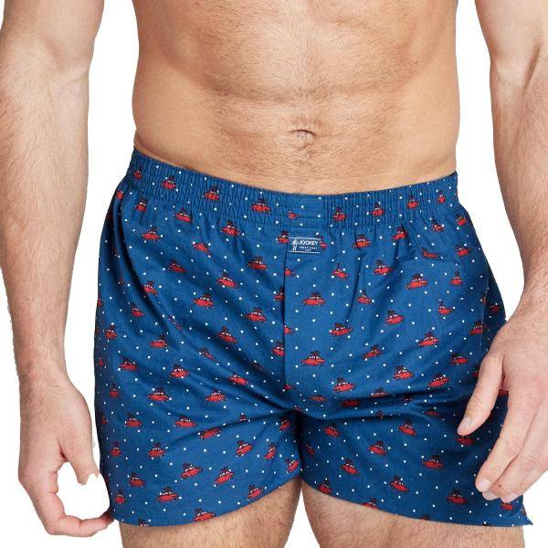 Jockey Kalsonger Woven Poplin Boxer Shorts Blå/Röd bomull Small Herr 