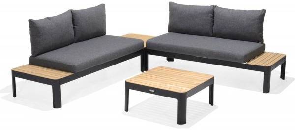 Portals loungegrupp 2 - Svart/teak 