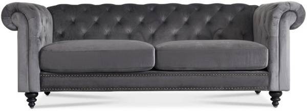 Royal Chesterfield 3-sits soffa i grå sammet + Textilrengöring för möbler 