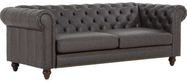 Royal Chesterfield 3-sits soffa mörkbrunt konstläder + Fläckborttagare för möbler 