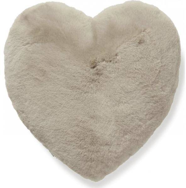 Fluffy Hjärtformad Prydnadskudde Taupe - 45 X 45 Cm (Prydnadskuddar i kategorin Textilier)
