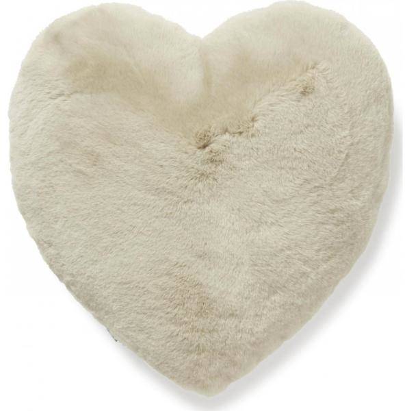 Fluffy hjärtformad prydnadskudde Beige - 45 x 45 cm 