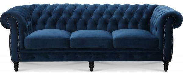 Chesterfield Cambridge 3-sits - Blå sammet 