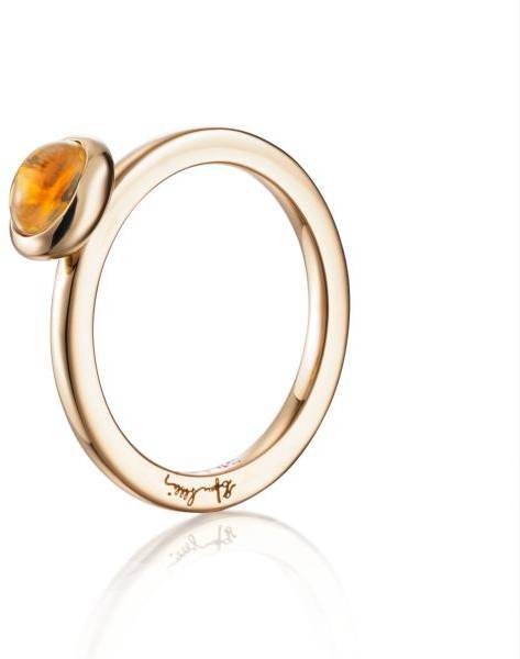 Efva Attling Love Bead Ring - Citrine 15.50 MM - GULD 