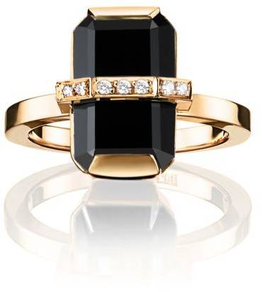 Efva Attling Little Bend Over Ring - Onyx 16.75 MM - GULD 