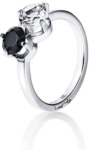 Efva Attling The Storm & I Ring Crystal Quartz/Onyx 16.50 MM - SILVER 