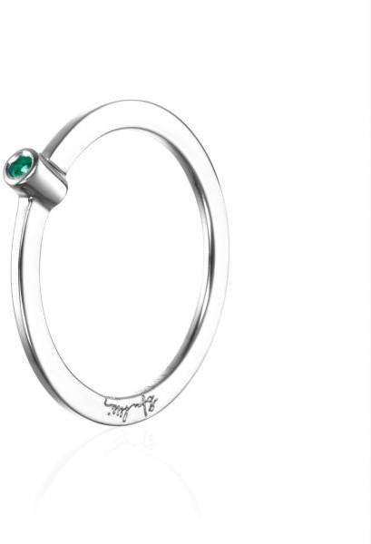 Efva Attling Micro Blink Ring - Green Emerald 15.50 MM - SILVER 