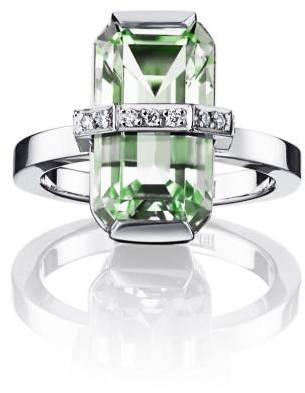 Efva Attling Little Bend Over Ring - Green Quartz 18.25 MM - VITGULD 