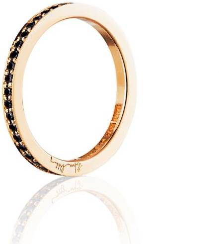 Efva Attling Signature & Black Stars Thin Ring 21.75 MM - GULD 